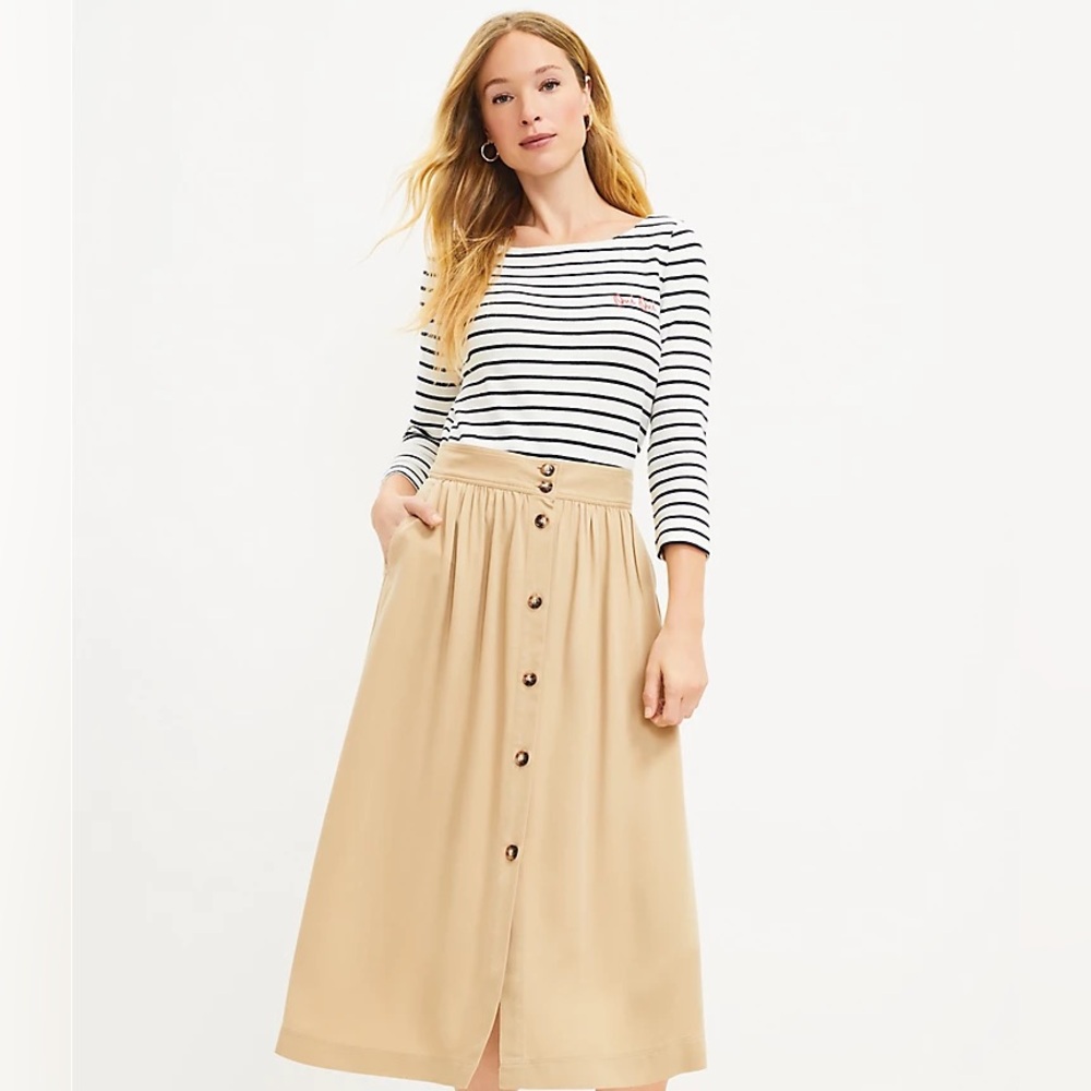 LOFT button pocket midi skirt